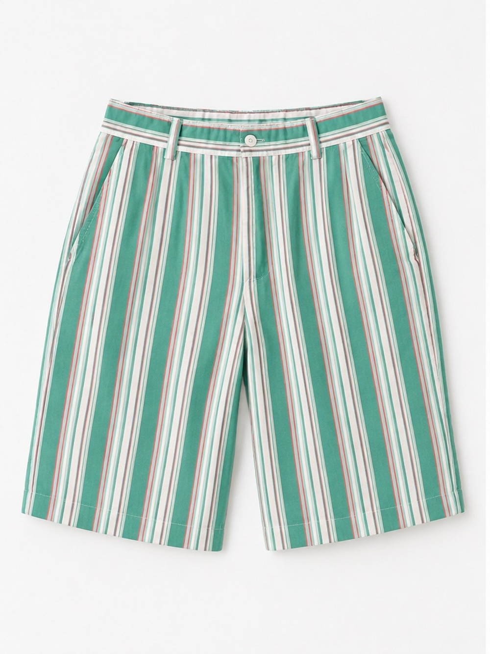 Jantzen Green, Orange and White Striped Bermuda Shorts